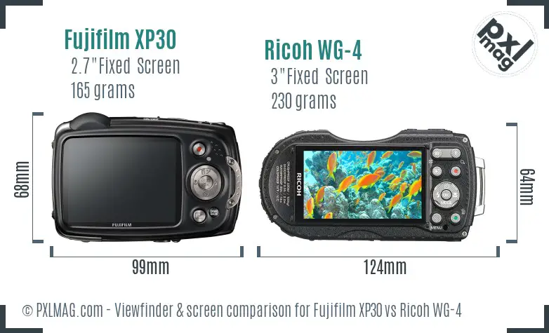 Fujifilm XP30 vs Ricoh WG-4 Screen and Viewfinder comparison