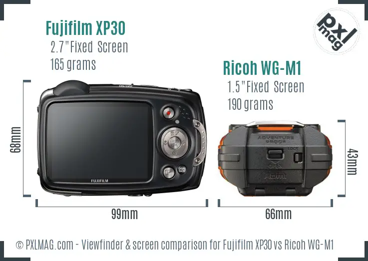 Fujifilm XP30 vs Ricoh WG-M1 Screen and Viewfinder comparison