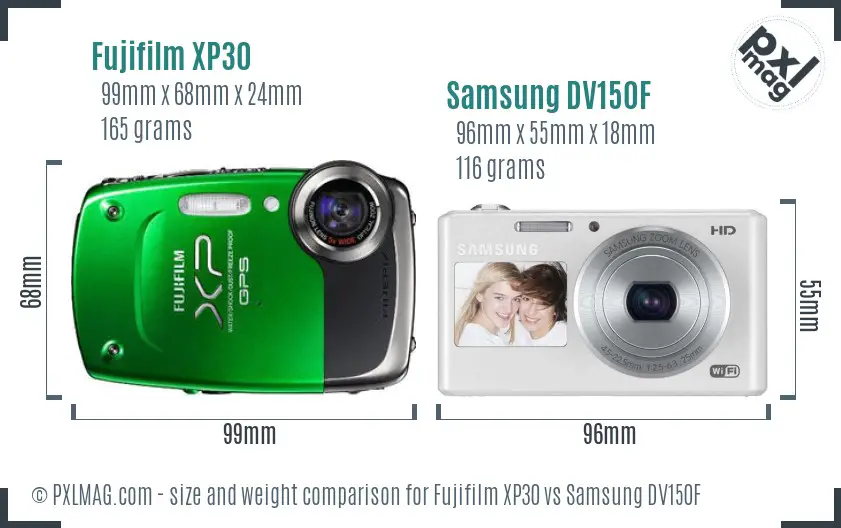 Fujifilm XP30 vs Samsung DV150F size comparison Fujifilm XP30 vs Samsung DV150F size comparison
