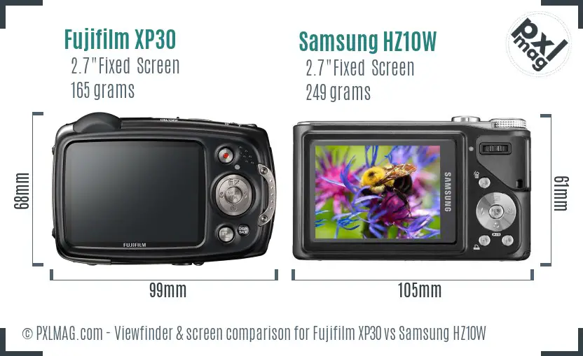 Fujifilm XP30 vs Samsung HZ10W Screen and Viewfinder comparison Fujifilm XP30 vs Samsung HZ10W Screen and Viewfinder comparison