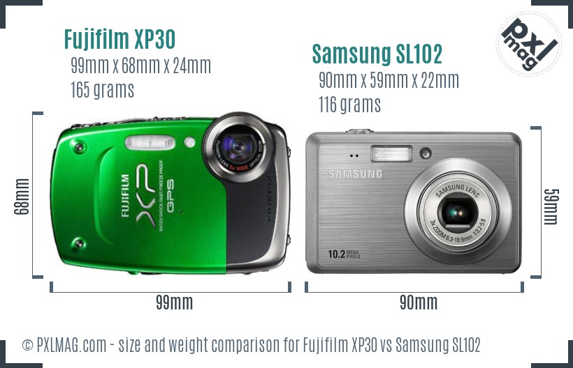 Fujifilm XP30 vs Samsung SL102 size comparison Fujifilm XP30 vs Samsung SL102 size comparison