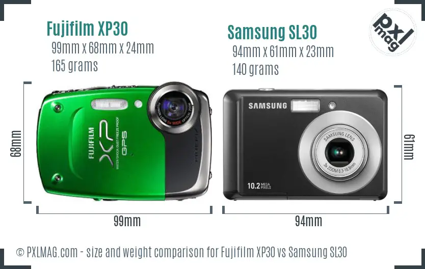 Fujifilm XP30 vs Samsung SL30 size comparison Fujifilm XP30 vs Samsung SL30 size comparison