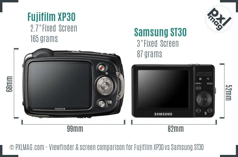 Fujifilm XP30 vs Samsung ST30 Screen and Viewfinder comparison Fujifilm XP30 vs Samsung ST30 Screen and Viewfinder comparison
