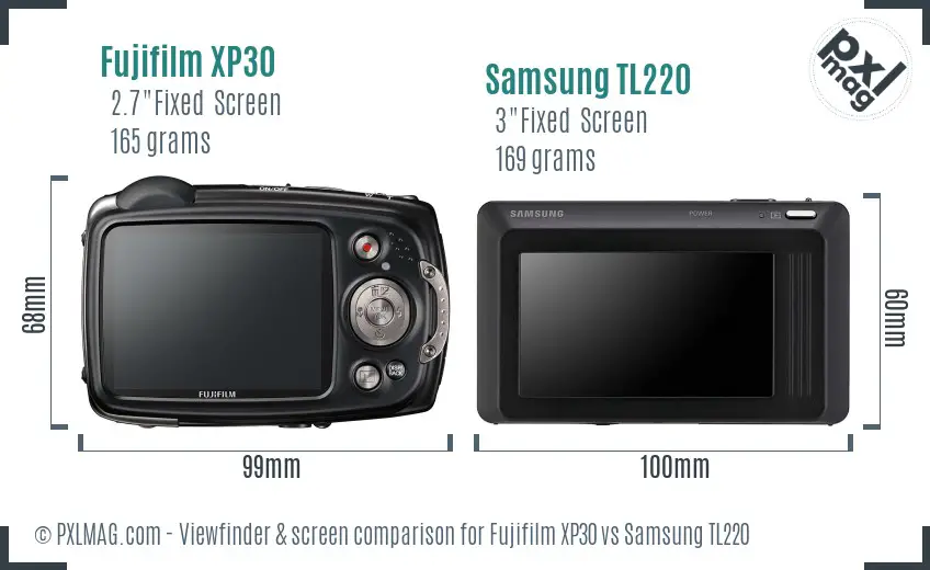 Fujifilm XP30 vs Samsung TL220 Screen and Viewfinder comparison Fujifilm XP30 vs Samsung TL220 Screen and Viewfinder comparison