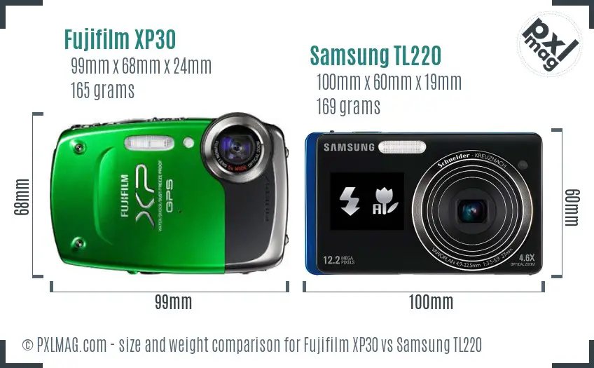Fujifilm XP30 vs Samsung TL220 size comparison Fujifilm XP30 vs Samsung TL220 size comparison