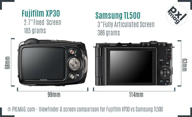 Fujifilm XP30 vs Samsung TL500 Screen and Viewfinder comparison Fujifilm XP30 vs Samsung TL500 Screen and Viewfinder comparison