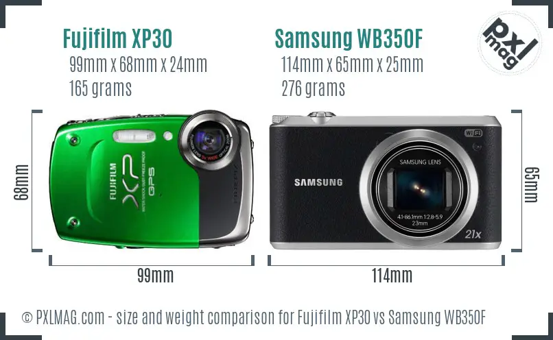 Fujifilm XP30 vs Samsung WB350F size comparison Fujifilm XP30 vs Samsung WB350F size comparison