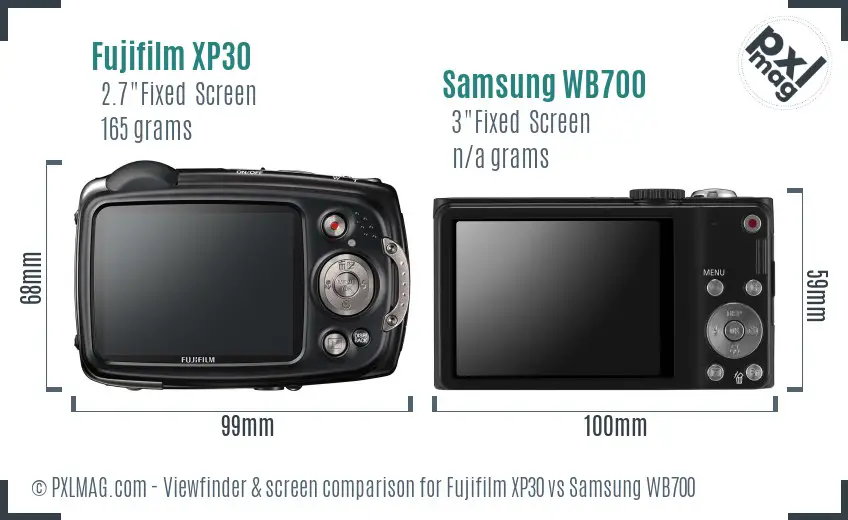 Fujifilm XP30 vs Samsung WB700 Screen and Viewfinder comparison Fujifilm XP30 vs Samsung WB700 Screen and Viewfinder comparison