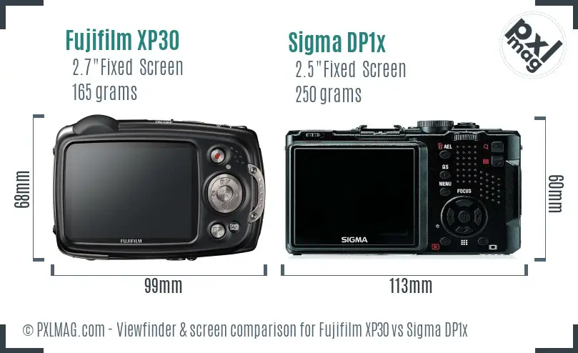 Fujifilm XP30 vs Sigma DP1x Screen and Viewfinder comparison Fujifilm XP30 vs Sigma DP1x Screen and Viewfinder comparison