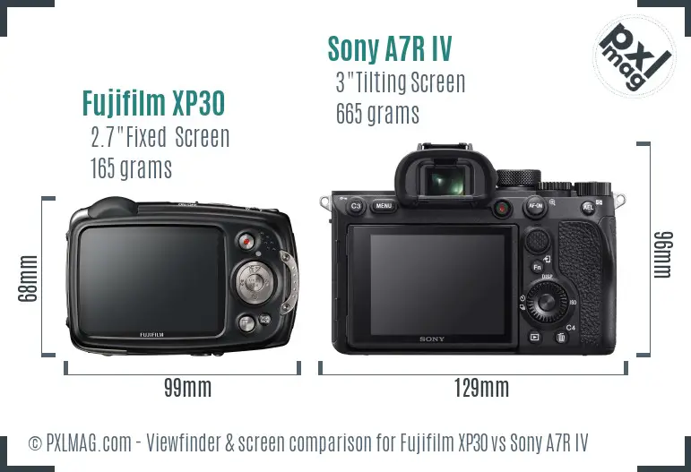 Fujifilm XP30 vs Sony A7R IV Screen and Viewfinder comparison