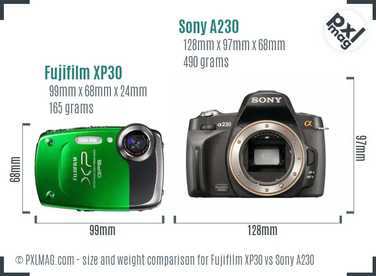 Fujifilm XP30 vs Sony A230 size comparison Fujifilm XP30 vs Sony A230 size comparison