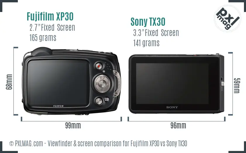 Fujifilm XP30 vs Sony TX30 Screen and Viewfinder comparison Fujifilm XP30 vs Sony TX30 Screen and Viewfinder comparison