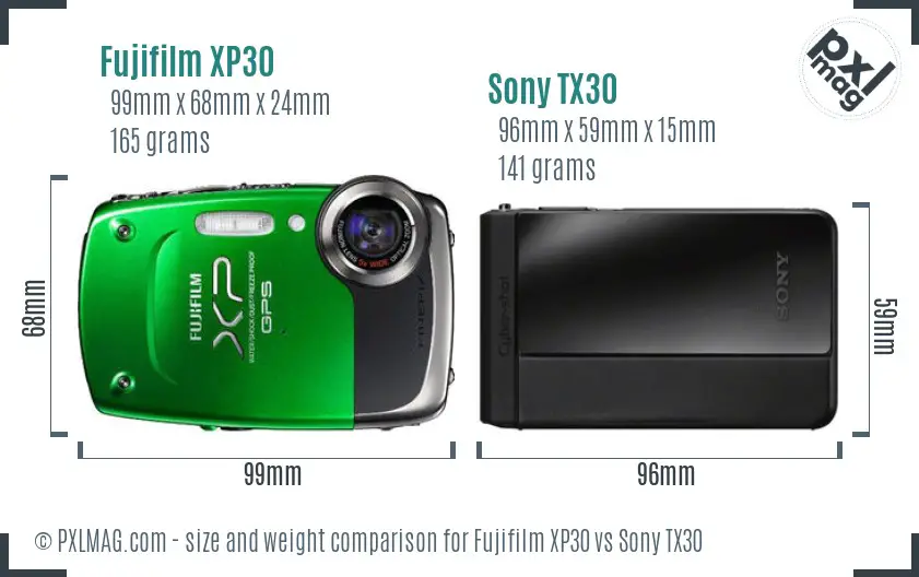 Fujifilm XP30 vs Sony TX30 size comparison Fujifilm XP30 vs Sony TX30 size comparison
