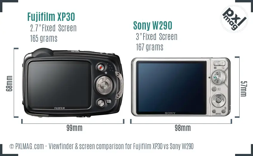 Fujifilm XP30 vs Sony W290 Screen and Viewfinder comparison Fujifilm XP30 vs Sony W290 Screen and Viewfinder comparison