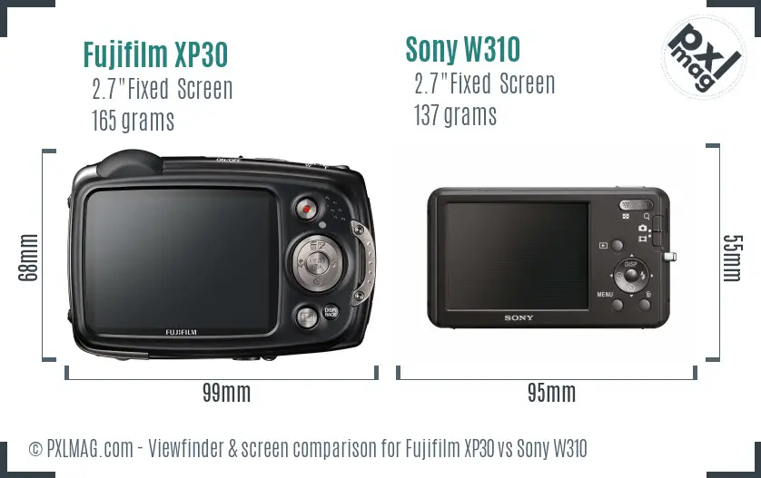 Fujifilm XP30 vs Sony W310 Screen and Viewfinder comparison Fujifilm XP30 vs Sony W310 Screen and Viewfinder comparison