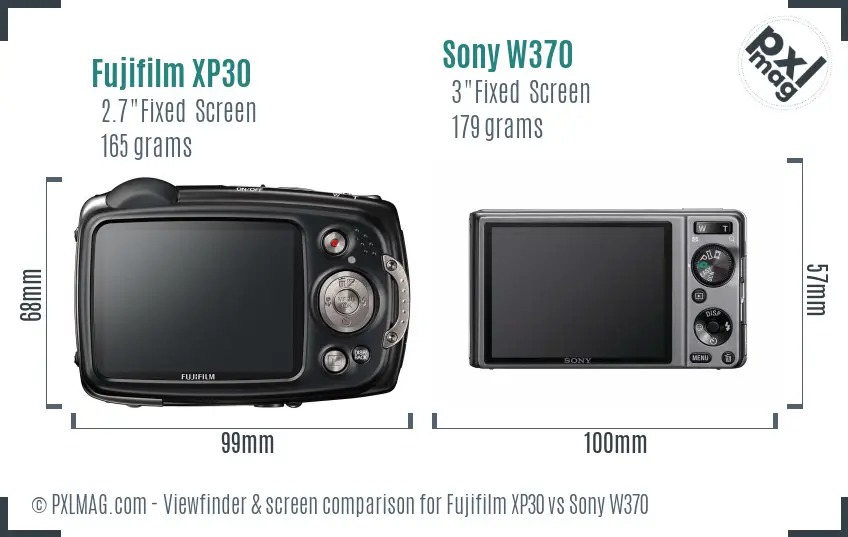 Fujifilm XP30 vs Sony W370 Screen and Viewfinder comparison Fujifilm XP30 vs Sony W370 Screen and Viewfinder comparison