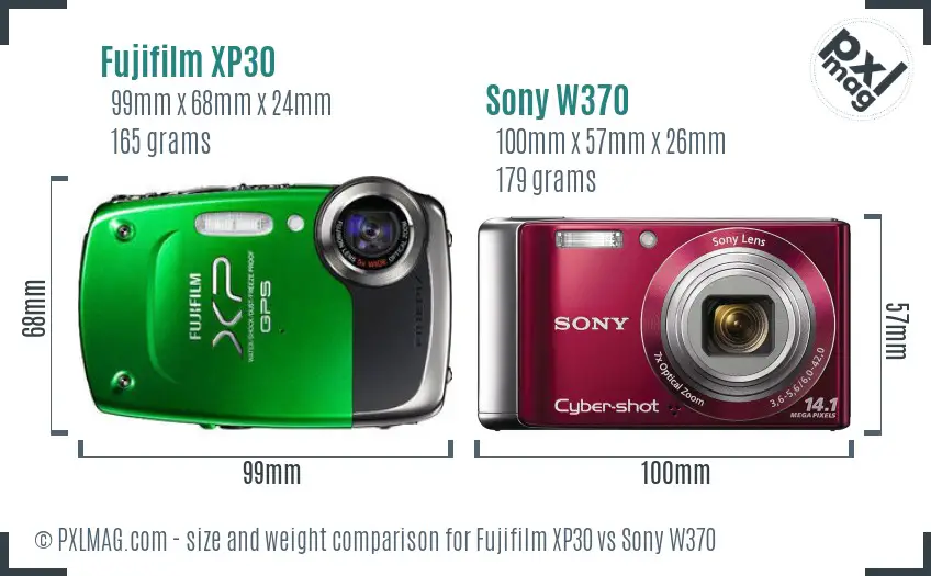 Fujifilm XP30 vs Sony W370 size comparison Fujifilm XP30 vs Sony W370 size comparison