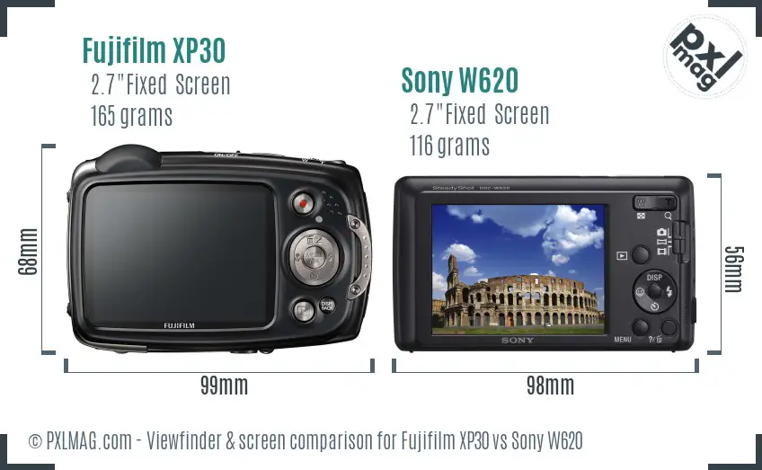 Fujifilm XP30 vs Sony W620 Screen and Viewfinder comparison Fujifilm XP30 vs Sony W620 Screen and Viewfinder comparison