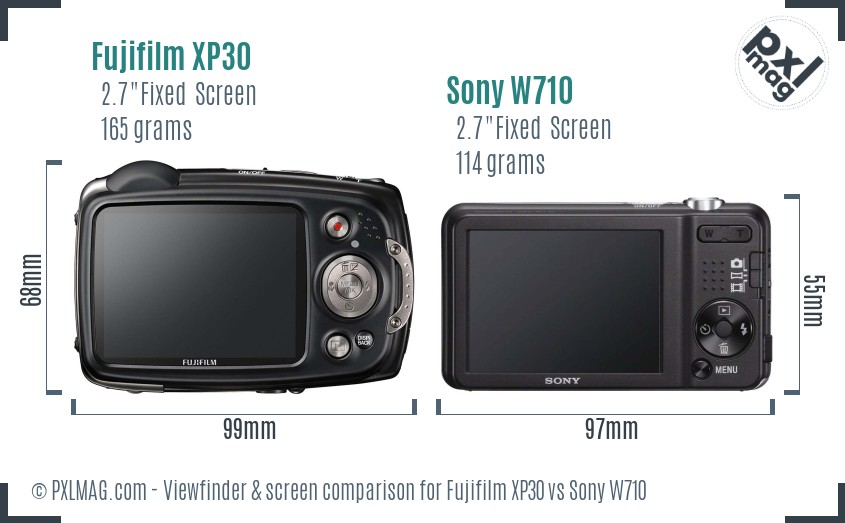 Fujifilm XP30 vs Sony W710 Screen and Viewfinder comparison