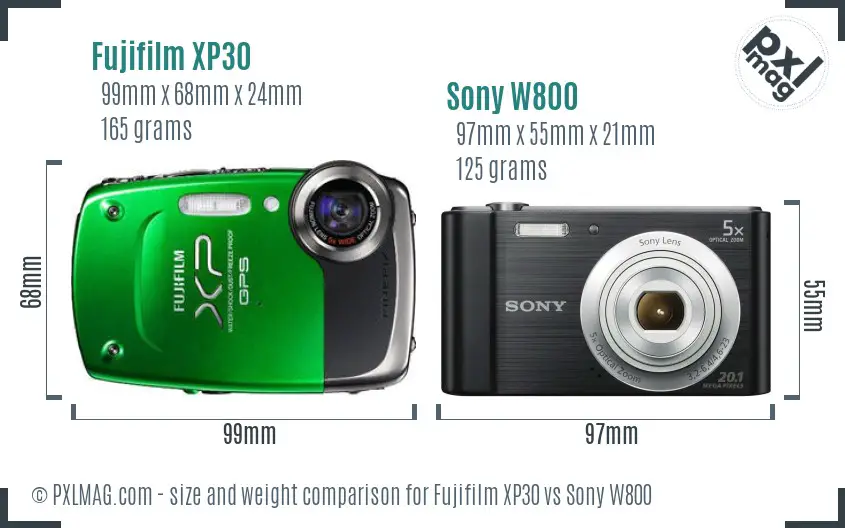 Fujifilm XP30 vs Sony W800 size comparison Fujifilm XP30 vs Sony W800 size comparison