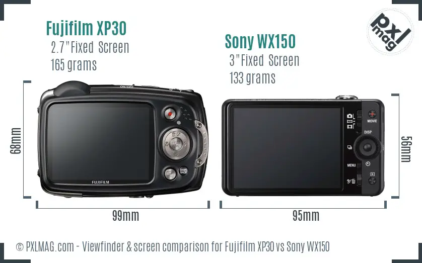 Fujifilm XP30 vs Sony WX150 Screen and Viewfinder comparison Fujifilm XP30 vs Sony WX150 Screen and Viewfinder comparison