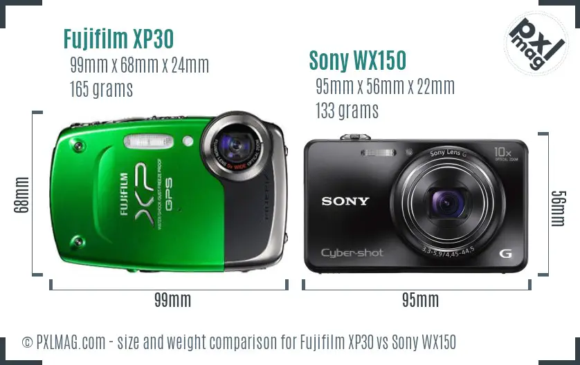 Fujifilm XP30 vs Sony WX150 size comparison Fujifilm XP30 vs Sony WX150 size comparison
