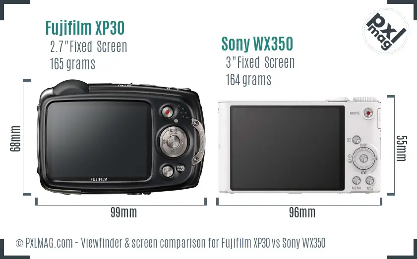 Fujifilm XP30 vs Sony WX350 Screen and Viewfinder comparison