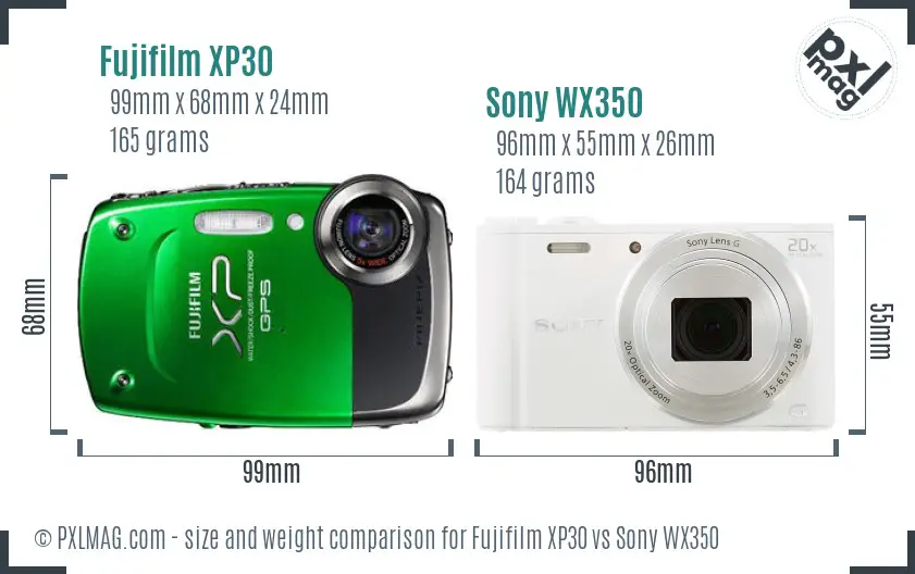 Fujifilm XP30 vs Sony WX350 size comparison Fujifilm XP30 vs Sony WX350 size comparison