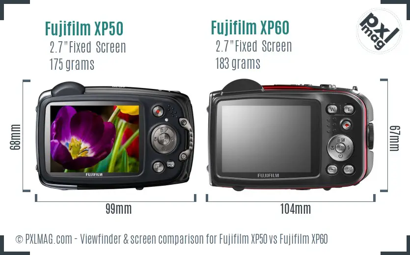 Fujifilm XP50 vs Fujifilm XP60 Screen and Viewfinder comparison