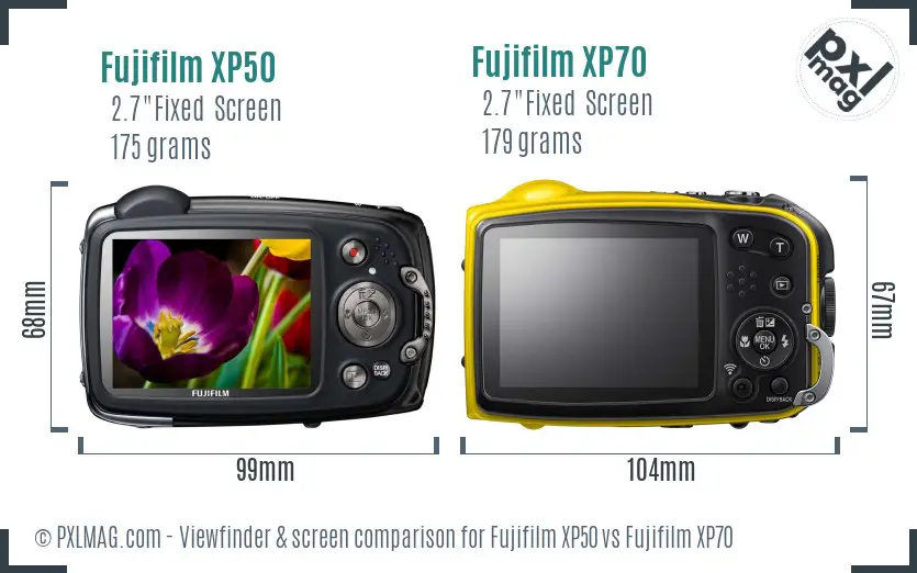 Fujifilm XP50 vs Fujifilm XP70 Screen and Viewfinder comparison