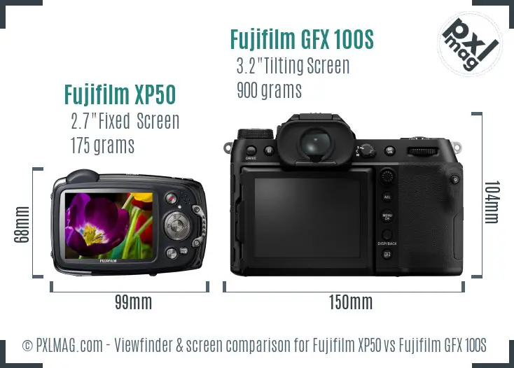 Fujifilm XP50 vs Fujifilm GFX 100S Screen and Viewfinder comparison