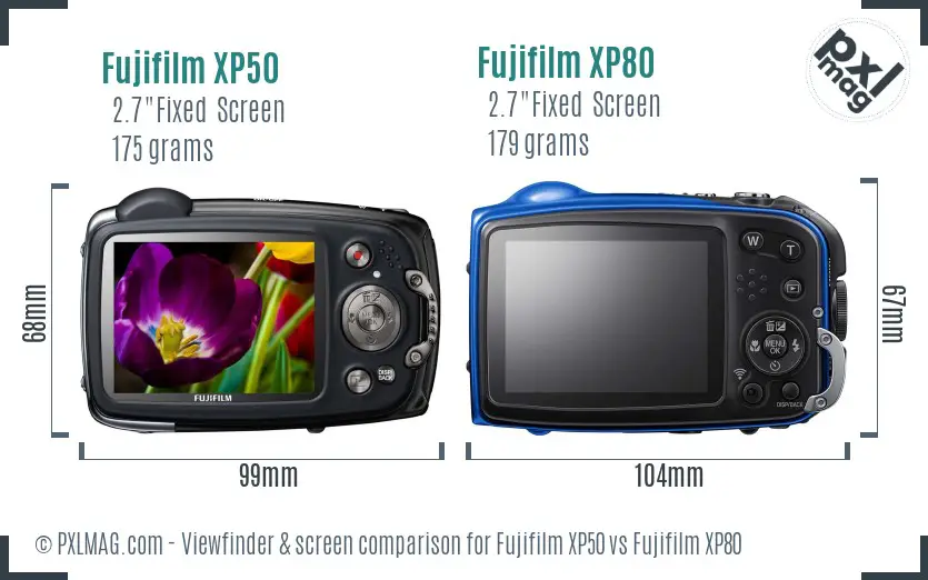 Fujifilm XP50 vs Fujifilm XP80 Screen and Viewfinder comparison