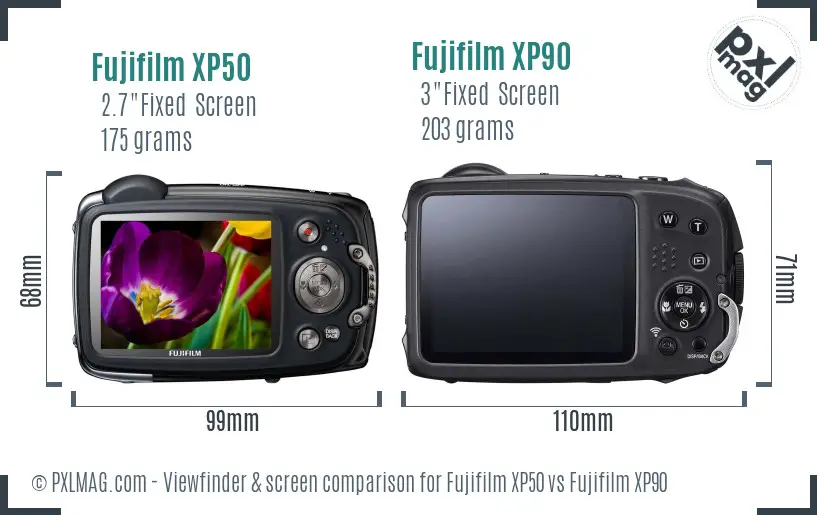 Fujifilm XP50 vs Fujifilm XP90 Screen and Viewfinder comparison