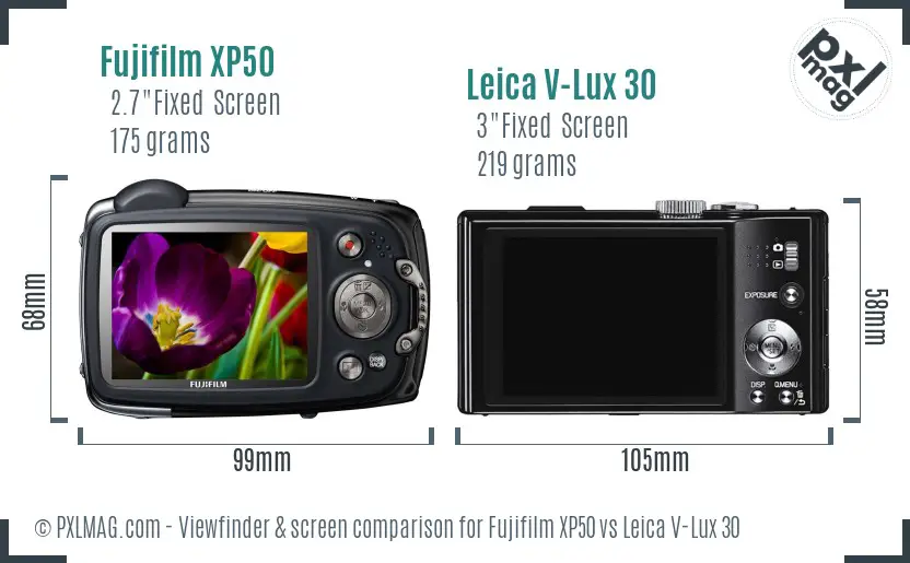 Fujifilm XP50 vs Leica V-Lux 30 Screen and Viewfinder comparison Fujifilm XP50 vs Leica V-Lux 30 Screen and Viewfinder comparison