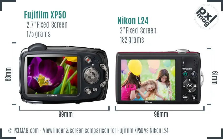 Fujifilm XP50 vs Nikon L24 Screen and Viewfinder comparison Fujifilm XP50 vs Nikon L24 Screen and Viewfinder comparison