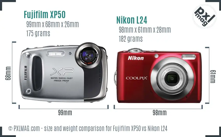 Fujifilm XP50 vs Nikon L24 size comparison Fujifilm XP50 vs Nikon L24 size comparison