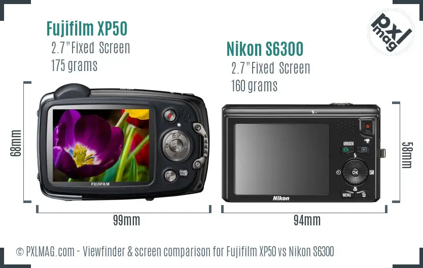 Fujifilm XP50 vs Nikon S6300 Screen and Viewfinder comparison