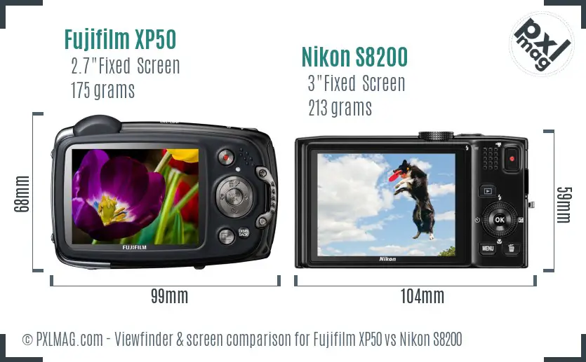 Fujifilm XP50 vs Nikon S8200 Screen and Viewfinder comparison Fujifilm XP50 vs Nikon S8200 Screen and Viewfinder comparison