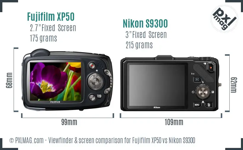Fujifilm XP50 vs Nikon S9300 Screen and Viewfinder comparison Fujifilm XP50 vs Nikon S9300 Screen and Viewfinder comparison