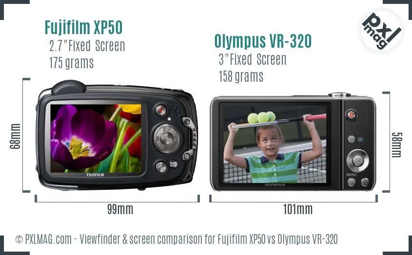 Fujifilm XP50 vs Olympus VR-320 Screen and Viewfinder comparison Fujifilm XP50 vs Olympus VR-320 Screen and Viewfinder comparison