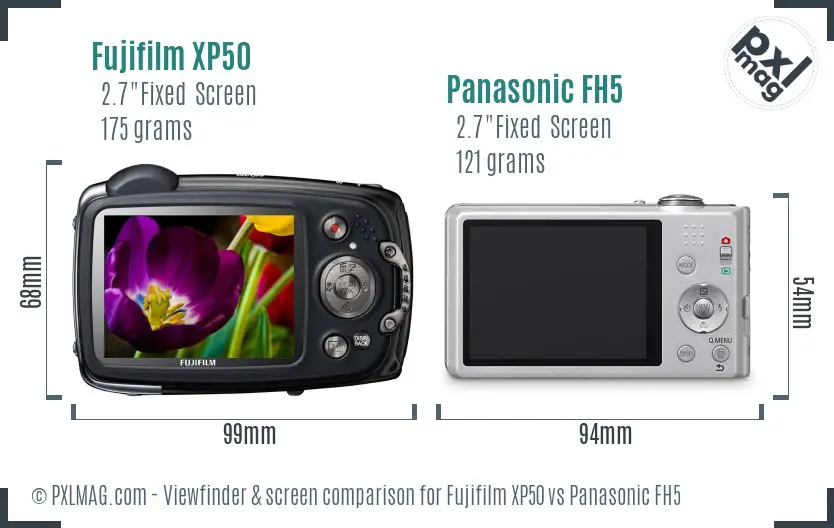 Fujifilm XP50 vs Panasonic FH5 Screen and Viewfinder comparison Fujifilm XP50 vs Panasonic FH5 Screen and Viewfinder comparison