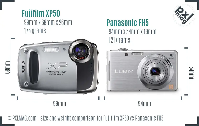 Fujifilm XP50 vs Panasonic FH5 size comparison Fujifilm XP50 vs Panasonic FH5 size comparison