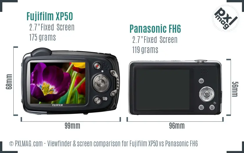 Fujifilm XP50 vs Panasonic FH6 Screen and Viewfinder comparison