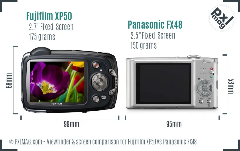 Fujifilm XP50 vs Panasonic FX48 Screen and Viewfinder comparison