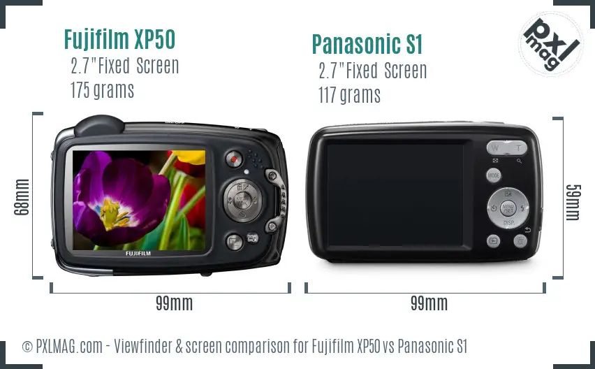 Fujifilm XP50 vs Panasonic S1 Screen and Viewfinder comparison