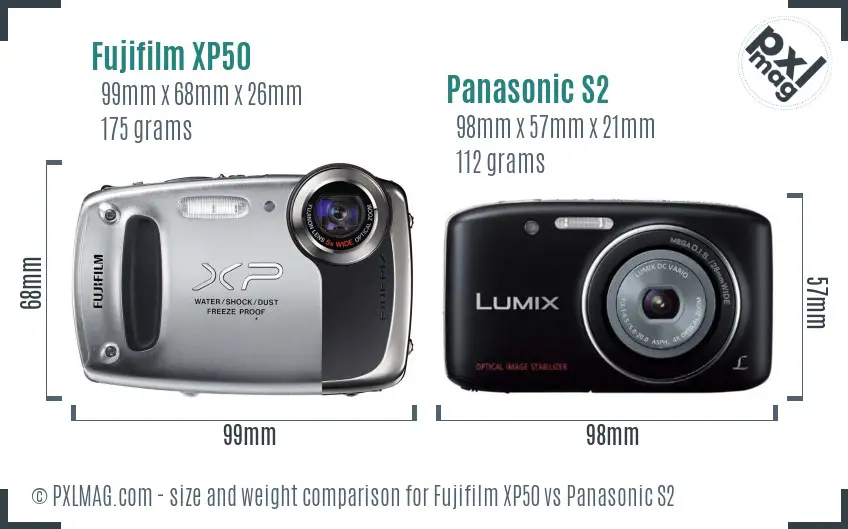 Fujifilm XP50 vs Panasonic S2 size comparison Fujifilm XP50 vs Panasonic S2 size comparison