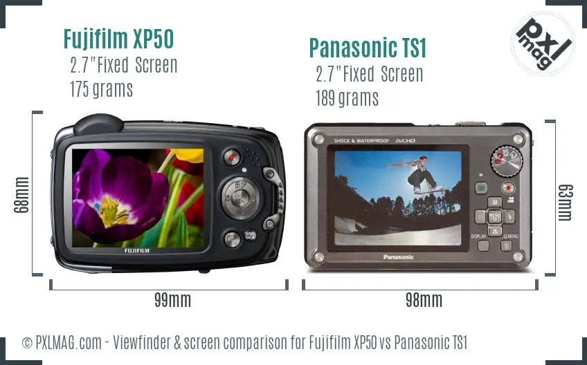 Fujifilm XP50 vs Panasonic TS1 Screen and Viewfinder comparison