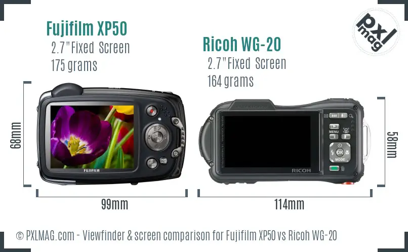 Fujifilm XP50 vs Ricoh WG-20 Screen and Viewfinder comparison