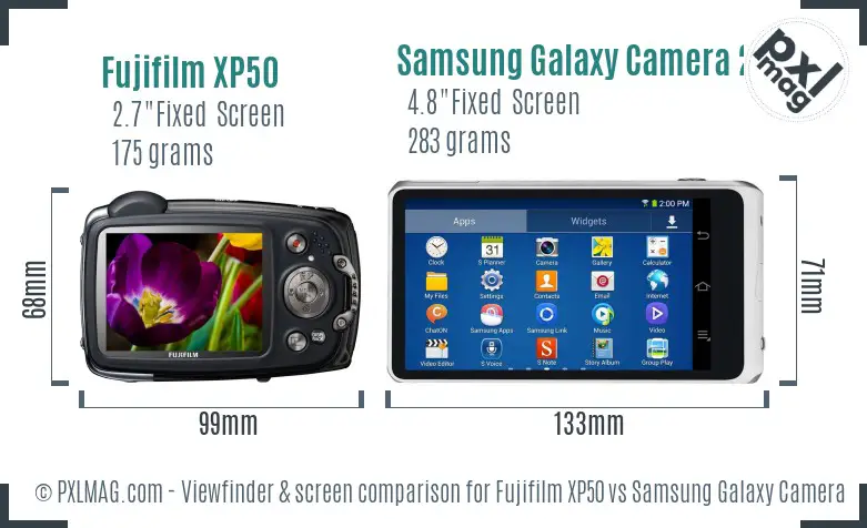 Fujifilm XP50 vs Samsung Galaxy Camera 2 Screen and Viewfinder comparison Fujifilm XP50 vs Samsung Galaxy Camera 2 Screen and Viewfinder comparison