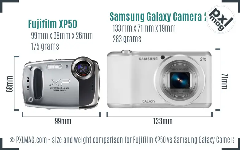 Fujifilm XP50 vs Samsung Galaxy Camera 2 size comparison Fujifilm XP50 vs Samsung Galaxy Camera 2 size comparison